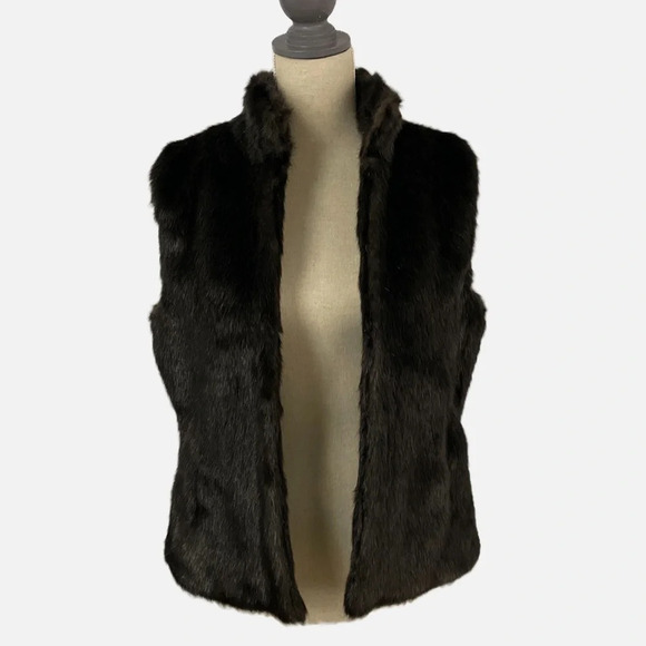 Edit by Jeanne Beker Faux Fur Vest Dark Brown Size Medium Retro Streetwear - Picture 13 of 13